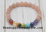 CGB6319 8mm moonstone 7 chakra beaded mala stretchy bracelets