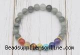 CGB6321 8mm seaweed quartz 7 chakra beaded mala stretchy bracelets