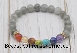 CGB6323 8mm labradorite 7 chakra beaded mala stretchy bracelets