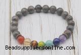 CGB6326 8mm rainbow labradorite 7 chakra beaded mala stretchy bracelets