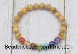 CGB6328 8mm golden tiger eye 7 chakra beaded mala stretchy bracelets