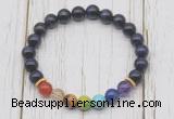 CGB6336 8mm purple tiger eye 7 chakra beaded mala stretchy bracelets