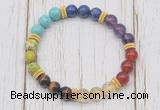 CGB6342 8mm 7 chakra gemstone beaded mala stretchy bracelets