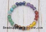 CGB6345 8mm 7 chakra gemstone beaded mala stretchy bracelets