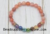 CGB6353 8mm fire agate 7 chakra beaded mala stretchy bracelets