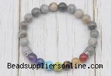 CGB6355 8mm silver needle agate 7 chakra beaded mala stretchy bracelets