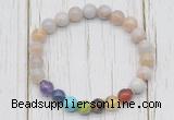 CGB6356 8mm colorful agate 7 chakra beaded mala stretchy bracelets