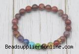 CGB6359 8mm Portuguese agate 7 chakra beaded mala stretchy bracelets