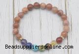 CGB6360 8mm wooden jasper 7 chakra beaded mala stretchy bracelets