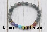 CGB6363 8mm blood jasper 7 chakra beaded mala stretchy bracelets