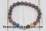 CGB6365 8mm mahogany obsidian 7 chakra beaded mala stretchy bracelets