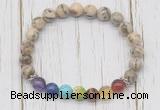 CGB6366 8mm feldspar 7 chakra beaded mala stretchy bracelets