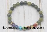 CGB6371 8mm Canadian jade 7 chakra beaded mala stretchy bracelets