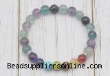 CGB6374 8mm fluorite 7 chakra beaded mala stretchy bracelets