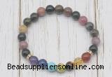 CGB6375 8mm tourmaline 7 chakra beaded mala stretchy bracelets