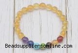 CGB6377 8mm citrine 7 chakra beaded mala stretchy bracelets