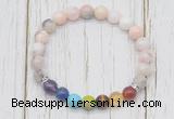 CGB6379 8mm natural pink opal 7 chakra beaded mala stretchy bracelets