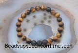 CGB6401 8mm round yellow tiger eye & black lava beaded bracelets