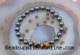 CGB6402 8mm round hematite & yellow tiger eye beaded bracelets