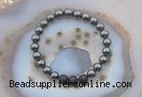 CGB6404 8mm round hematite & black lava beaded bracelets