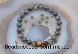 CGB6414 8mm round black labradorite & yellow tiger eye beaded bracelets