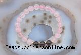 CGB6421 8mm round rose quartz & smoky quartz beaded bracelets