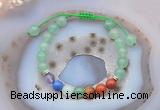 CGB6443 8mm round green aventurine 7 chakra beads adjustable bracelets