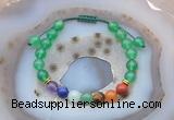 CGB6444 8mm round green agate 7 chakra beads adjustable bracelets