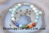 CGB6445 8mm round amazonite 7 chakra beads adjustable bracelets