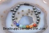 CGB6450 8mm round hematite 7 chakra beads adjustable bracelets