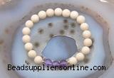 CGB6457 8mm round matte white fossil jasper & amethyst beaded bracelets