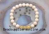 CGB6459 8mm round matte white fossil jasper & citrine beaded bracelets