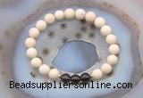 CGB6461 8mm round matte white fossil jasper & smoky quartz beaded bracelets