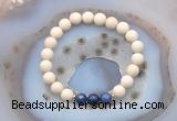 CGB6464 8mm round matte white fossil jasper & sodalite beaded bracelets