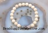 CGB6470 8mm round matte white fossil jasper & Botswana agate beaded bracelets