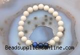 CGB6477 8mm round matte white fossil jasper & blue tiger eye beaded bracelets