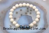 CGB6478 8mm round matte white fossil jasper & blue tiger eye beaded bracelets