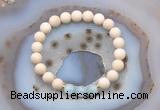 CGB6481 8mm round matte white fossil jasper & aquamarine beaded bracelets