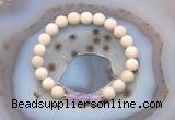 CGB6482 8mm round matte white fossil jasper & lavender amethyst beaded bracelets