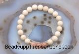 CGB6484 8mm round matte white fossil jasper & moonstone beaded bracelets