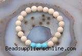 CGB6491 8mm round matte white fossil jasper & blue howlite beaded bracelets