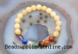 CGB6498 8mm round honey jade 7 chakra beads bracelet wholesale