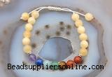 CGB6502 8mm round honey jade 7 chakra beads adjustable bracelets