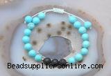 CGB6586 8mm round blue howlite & black lava adjustable bracelets