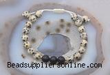 CGB6588 8mm round dalmatian jasper & black lava adjustable bracelets