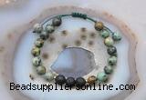 CGB6590 8mm round African turquoise & black lava adjustable bracelets