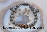 CGB6591 8mm round matte black labradorite & yellow tiger eye adjustable bracelets