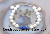 CGB6594 8mm round matte white howlite & lapis lazuli adjustable bracelets