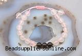 CGB6599 8mm round rose quartz & smoky quartz adjustable bracelets