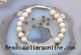 CGB6606 8mm round white fossil jasper & rose quartz adjustable bracelets